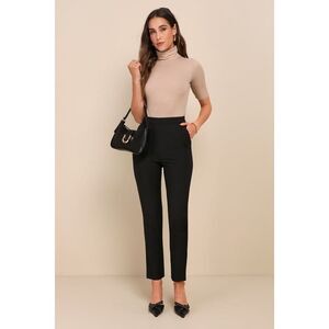 Lulus Kick It Black High-waisted Trouser Pants - Size L